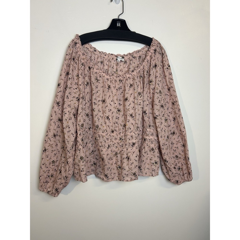Madewell Off The Shoulder Top Blouse Plus Size 2X Floral Crop 100% Cotton Natura